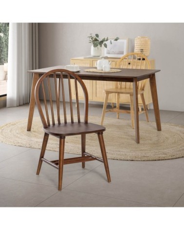 Pack 2 chaises couleur noyer, bois massif, 48 cm x 48 cm x 92 cm