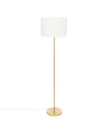 Lampadaire doré 150cm avec abat jour bouclette