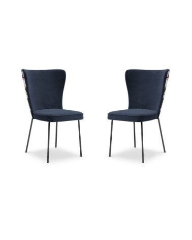 Ensemble de 2 chaises 1 place en velours bleu foncé