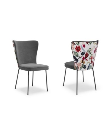 Ensemble de 2 chaises 1 place en velours gris foncé