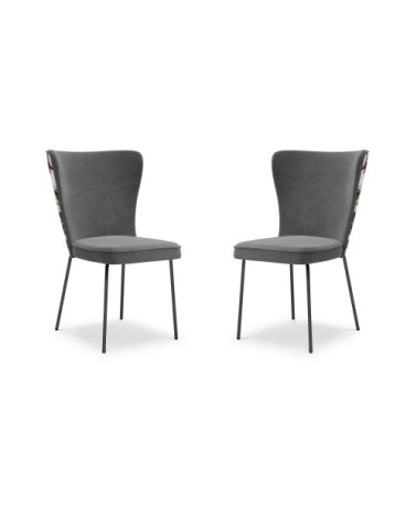 Ensemble de 2 chaises 1 place en velours gris foncé