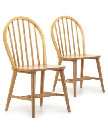 Pack 2 chaises couleur chêne, bois massif, 48 cm x 48 cm x 92 cm