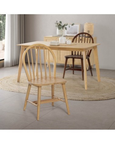Pack 2 chaises couleur chêne, bois massif, 48 cm x 48 cm x 92 cm