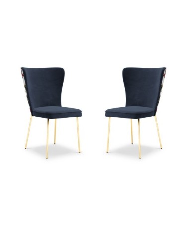 Ensemble de 2 chaises 1 place en velours bleu foncé