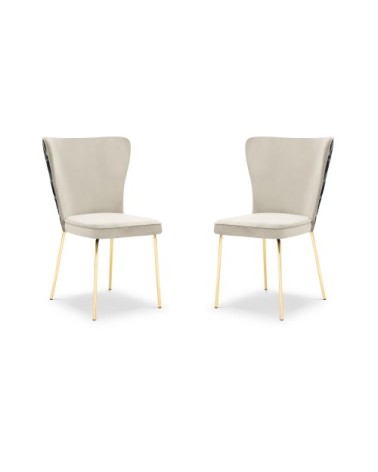 Ensemble de 2 chaises 1 place en velours beige