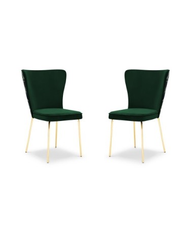 Ensemble de 2 chaises 1 place en velours vert bouteille