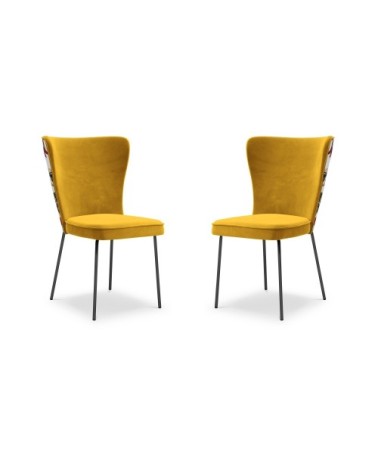 Ensemble de 2 chaises 1 place en velours jaune