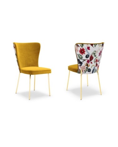 Ensemble de 2 chaises 1 place en velours jaune