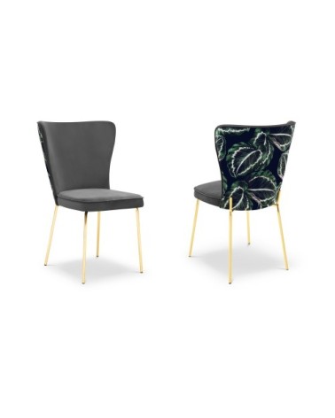 Ensemble de 2 chaises 1 place en velours gris foncé