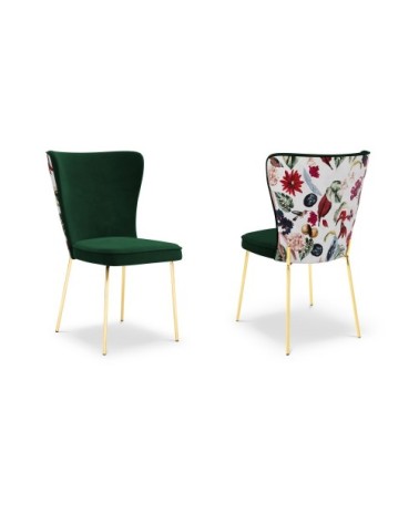 Ensemble de 2 chaises 1 place en velours vert bouteille