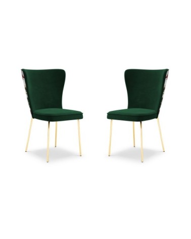 Ensemble de 2 chaises 1 place en velours vert bouteille