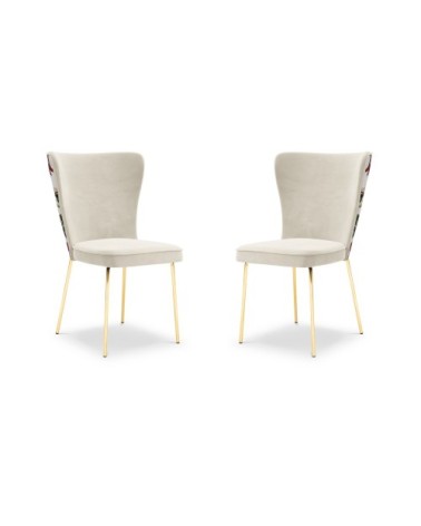 Ensemble de 2 chaises 1 place en velours beige