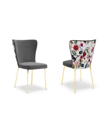 Ensemble de 2 chaises 1 place en velours gris foncé