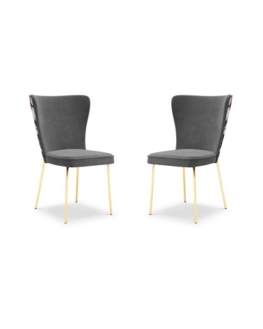 Ensemble de 2 chaises 1 place en velours gris foncé