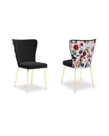 Ensemble de 2 chaises 1 place en velours noir