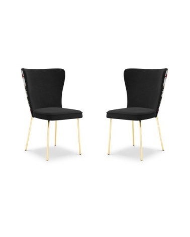 Ensemble de 2 chaises 1 place en velours noir