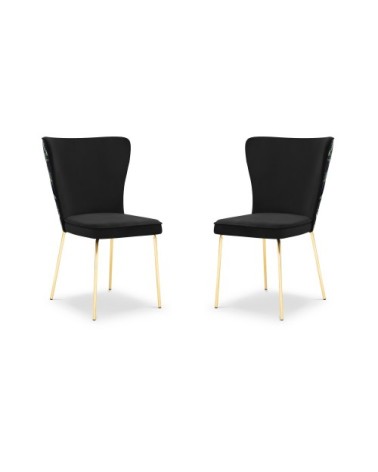 Ensemble de 2 chaises 1 place en velours noir