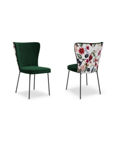 Ensemble de 2 chaises 1 place en velours vert bouteille