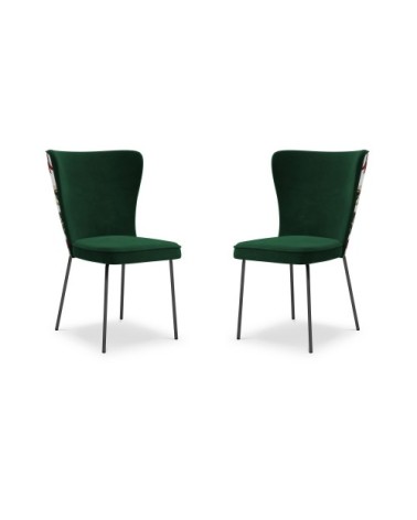 Ensemble de 2 chaises 1 place en velours vert bouteille