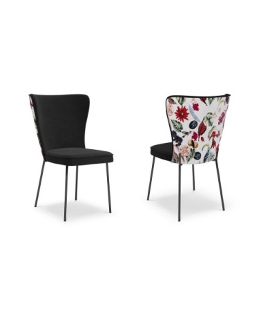 Ensemble de 2 chaises 1 place en velours noir