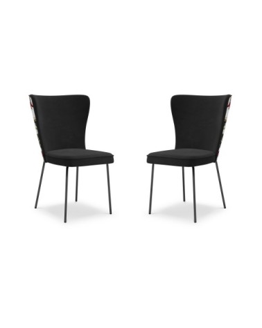 Ensemble de 2 chaises 1 place en velours noir