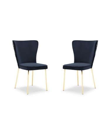 Ensemble de 2 chaises 1 place en velours bleu foncé