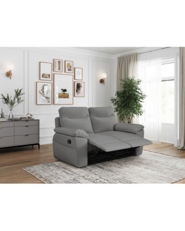 Canapé de relaxation manuel 2 places en tissu - gris