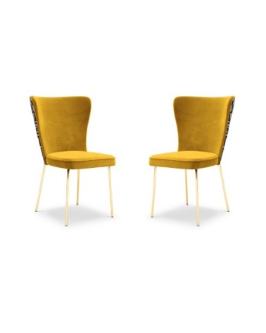 Ensemble de 2 chaises 1 place en velours jaune