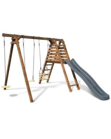 Balançoire objectif nature 3 agrès et toboggan