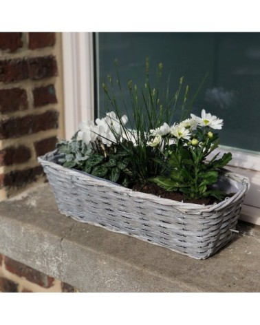 Jardinière en osier gris clair 40 cm