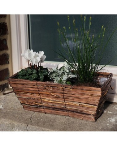 Jardinière osier et bois 40cm