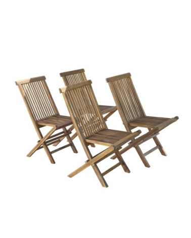 4 chaises de jardin en teck huilé massif pliantes