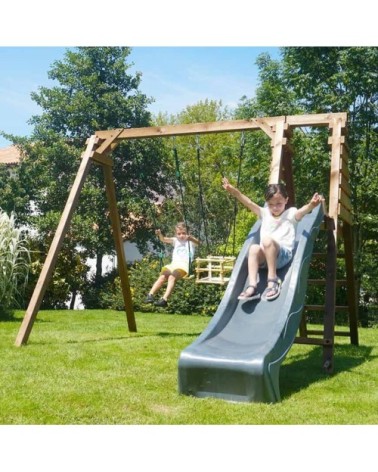 Balançoire objectif nature 2 agrès et toboggan