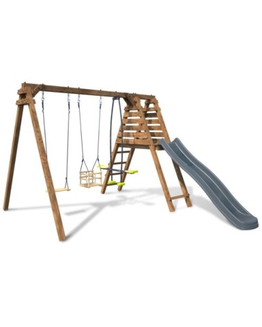 Balançoire objectif nature 3 agrès et toboggan