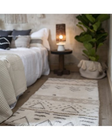 Tapis ethnique berbère en laine beige 80x140