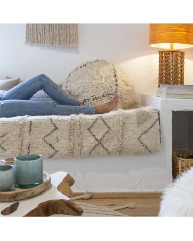 Tapis ethnique berbère en laine beige 80x140