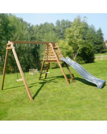 Balançoire objectif nature 3 agrès et toboggan