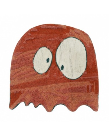 Tapis lavable Ghost en laine orange 100x100