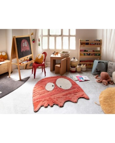 Tapis lavable Ghost en laine orange 100x100