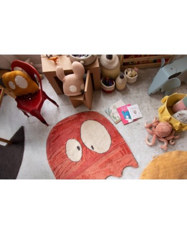 Tapis lavable Ghost en laine orange 100x100