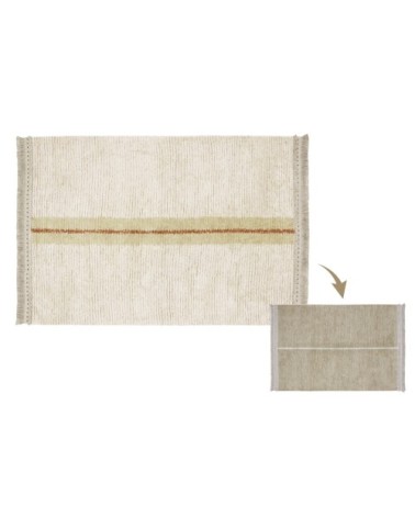 Tapis lavable en coton beige liseré jaune 170x240