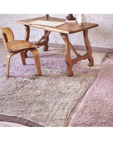 Tapis lavable en laine rose 140x200