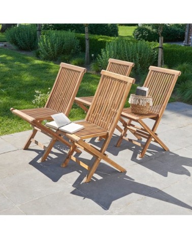 4 chaises de jardin en teck huilé massif pliantes