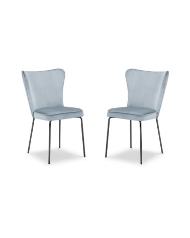 Ensemble de 2 chaises 1 place en velours bleu clair