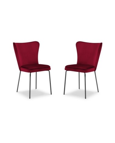 Ensemble de 2 chaises 1 place en velours rouge