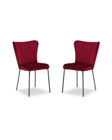 Ensemble de 2 chaises 1 place en velours rouge