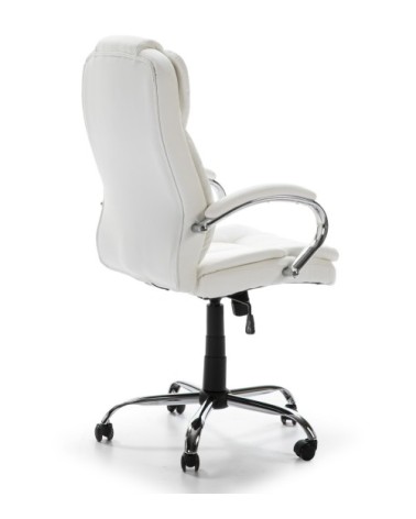 Fauteuil de bureau à hauteur réglable et inclinable similicuir blanc