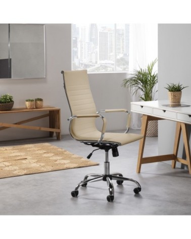 Fauteuil de bureau inclinable taupe, cuir synthétique