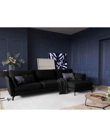 Canapé d'angle 5 places en velours noir