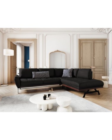 Canapé d'angle 5 places en cuir cuir noir